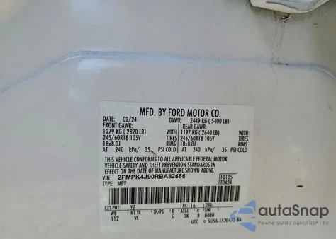 2024 Ford Edge Sel from USA, damaged, VIN 2FMPK4J90RBA82686